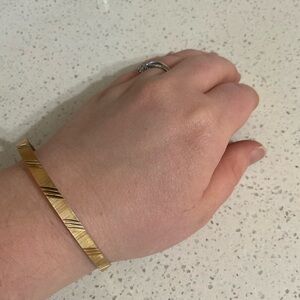 Gold Tone Geometric Bangle Bracelet